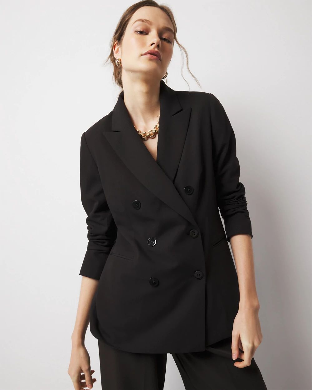 Denim Faux Double Breasted Blazer